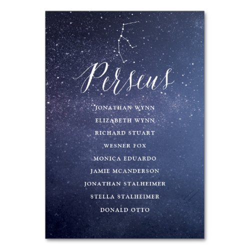 Stars Galaxy Wedding Seating Chart Card Perseus