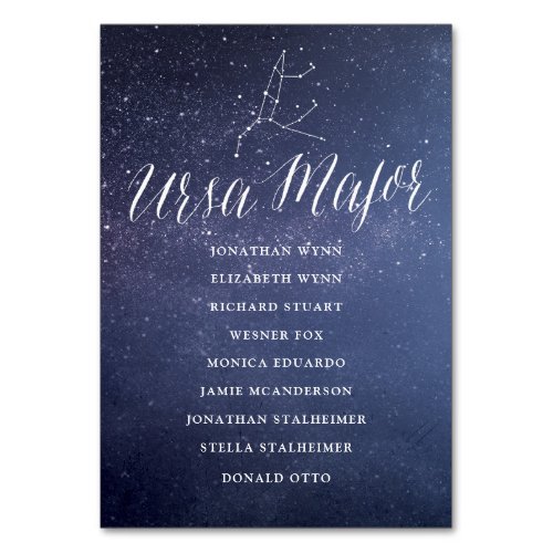 Stars Galaxy Wedding Seating Chart Card Ursa Major
