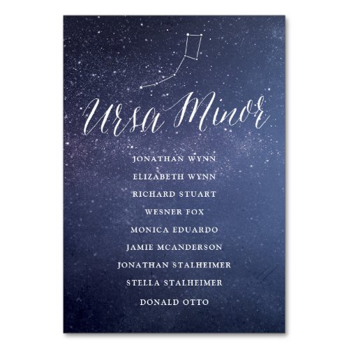 Stars Galaxy Wedding Seating Chart Card Ursa Minor