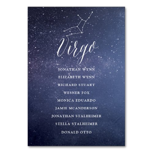 Stars Galaxy Wedding Seating Chart Card Virgo