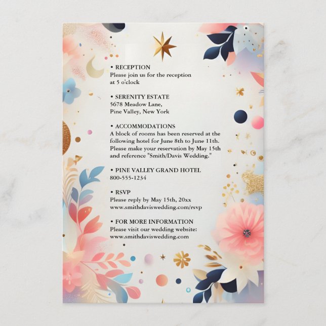 Stars Glam Bright Pastel Ombre Glitter Wedding Enclosure Card (Front)