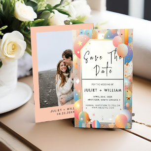 Stars Glam Bright Pastel Ombre Glitter Wedding Save The Date