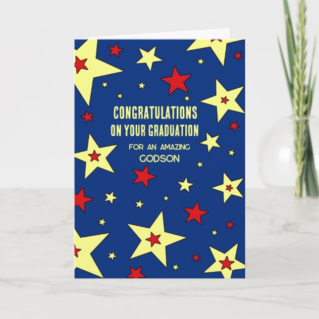 Stars Godson Congratulations Graduation Card (Front)