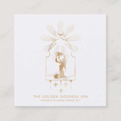  Stars Golden Goddess Moon Bathing Urn Spa Square Business Card