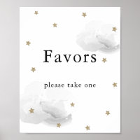 Stars & Gray Clouds Baby Shower Favors Sign