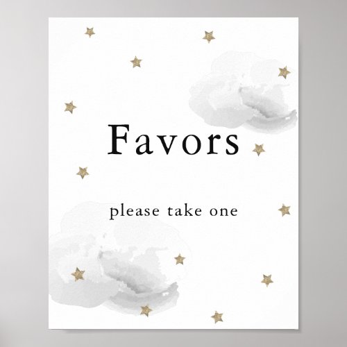 Stars  Gray Clouds Baby Shower Favors Sign