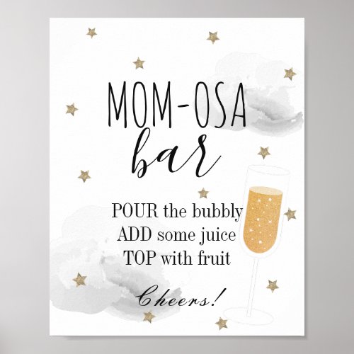 Stars  Gray Clouds Baby Shower Mom_osa Bar Poster