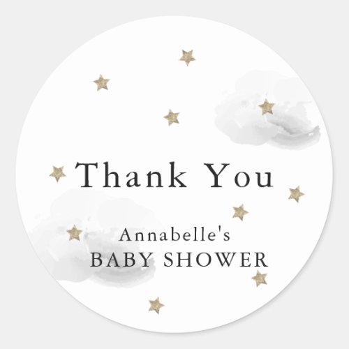 Stars  Gray Clouds Baby Shower Thank You Classic Round Sticker
