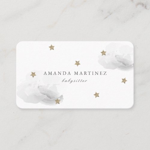 Stars  Gray Clouds Simple White Business Card