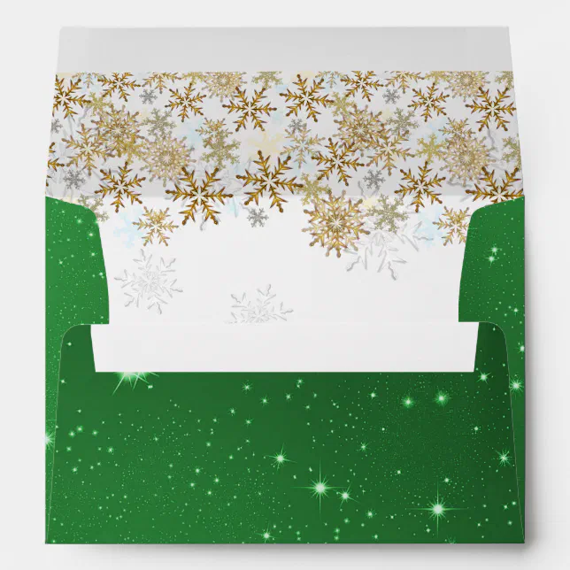 Stars Green Christmas A7 Envelopes | Zazzle