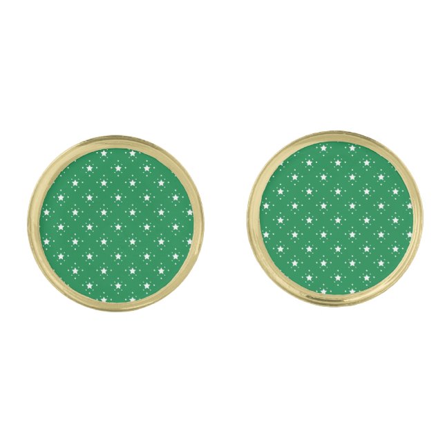 Stars Green Christmas Background Cufflinks (Front)