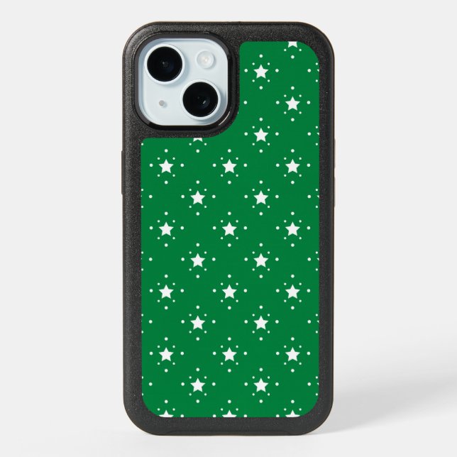 Stars Green Christmas Background iPhone 15 Case (Back)