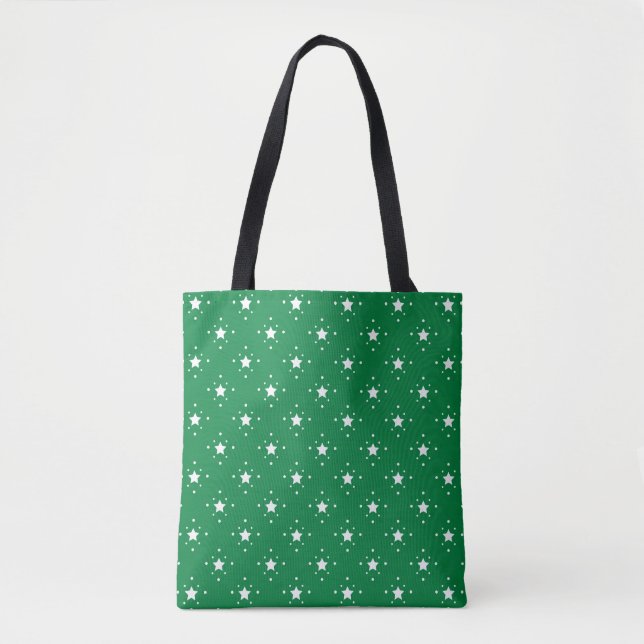 Stars Green Christmas Background Tote Bag (Front)