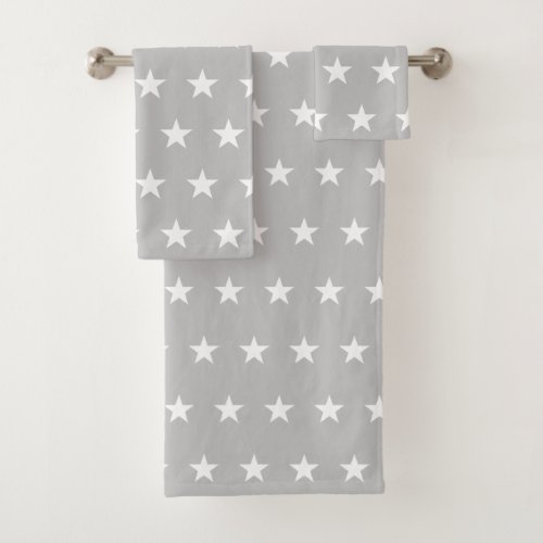 Stars grey pattern bath towel set