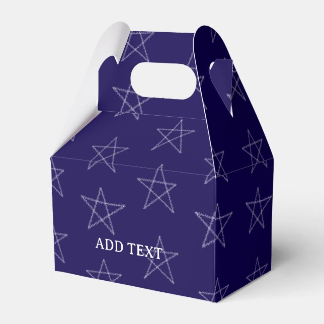 Stars Hand Drawn Custom Name Purple Favor Boxes (Front Side)
