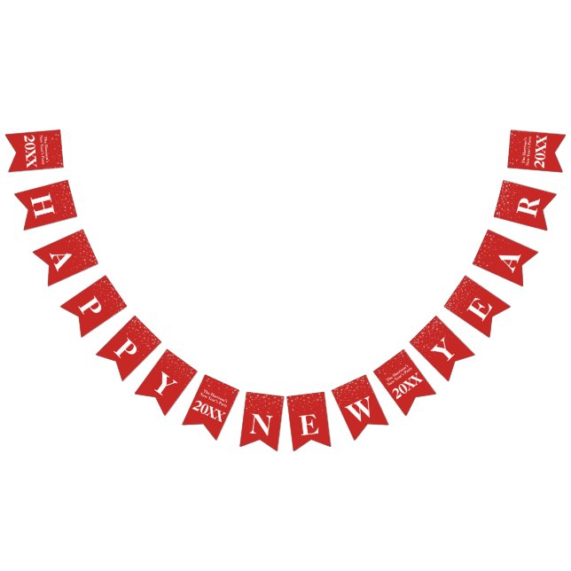 Stars Happy New Year red white celebration Bunting Flags (All)