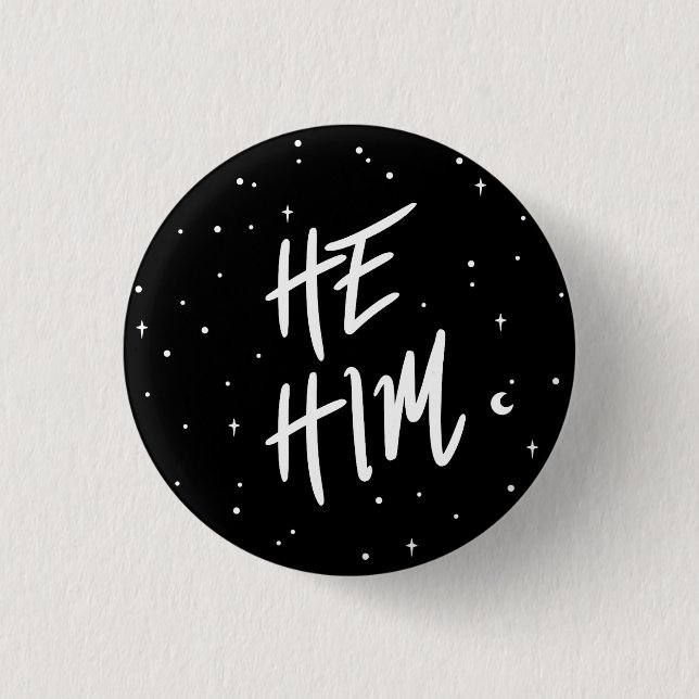 Stars He/Him Pronouns Button (Front)