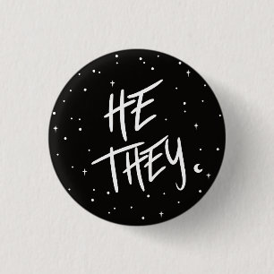 Stars He/They Pronouns 3 Cm Round Badge Button
