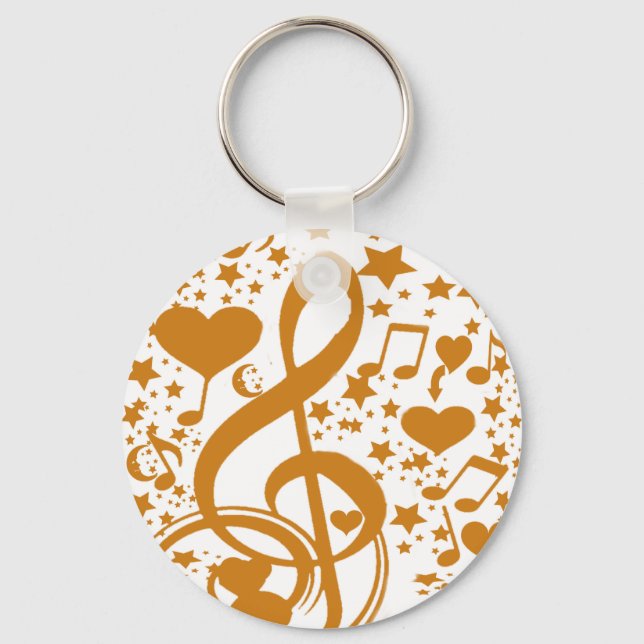 Stars,Hears and The Music Notes,Gold_ Keychain (Front)