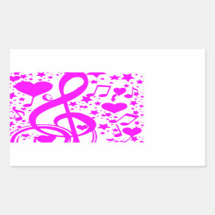 Stars,Hearts and The music notes-Pink_ Rectangular Sticker