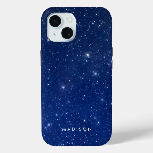 Stars in a Blue Night Sky Space iPhone 15 Case