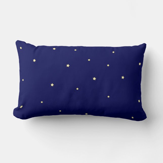 Stars In Midnight Blue Sky Fanciful Lumbar Pillow (Front)