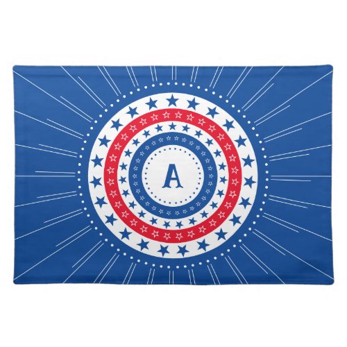 Stars in Red White and Blue with Monogram Cloth Placemat