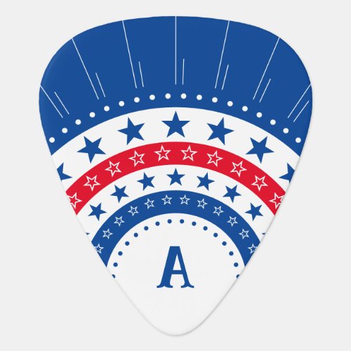 Stars in Red White and Blue with Monogram Guitar Pick
