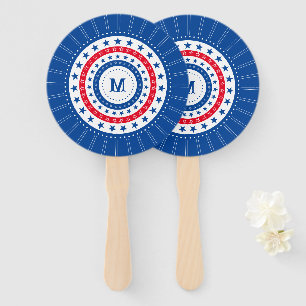 Stars in Red, White, and Blue with Monogram Hand Fan