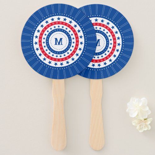 Stars in Red White and Blue with Monogram Hand Fan