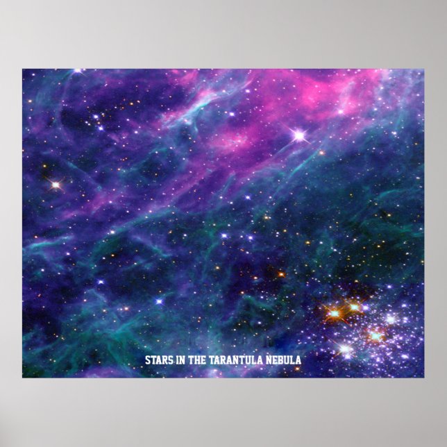 Stars in Tarantula Nebula Blue Hue Value Poster (Front)