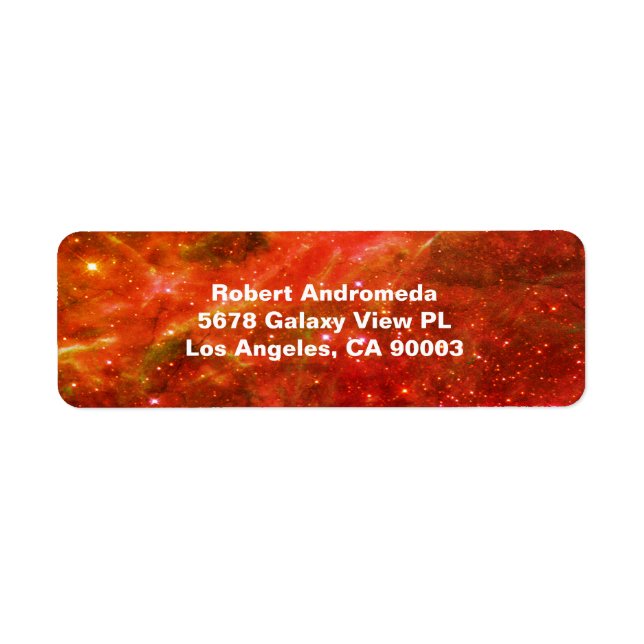 Stars in Tarantula Nebula Enhanced Orange Address Label (Front)