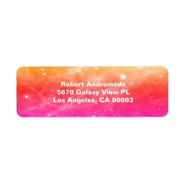 Stars in Tarantula Nebula Orange Pink Address Label (Front)