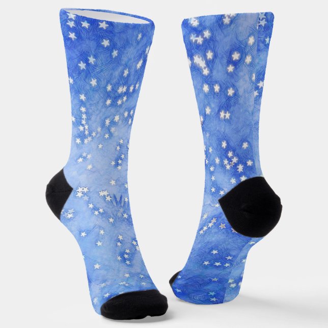 Stars in the Blue Sky Art Socks (Angled)