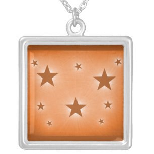 Stars in the Night Sky Necklace, Orange Silver Plated Necklace
