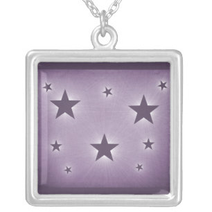 Stars in the Night Sky Necklace, Purple Silver Plated Necklace