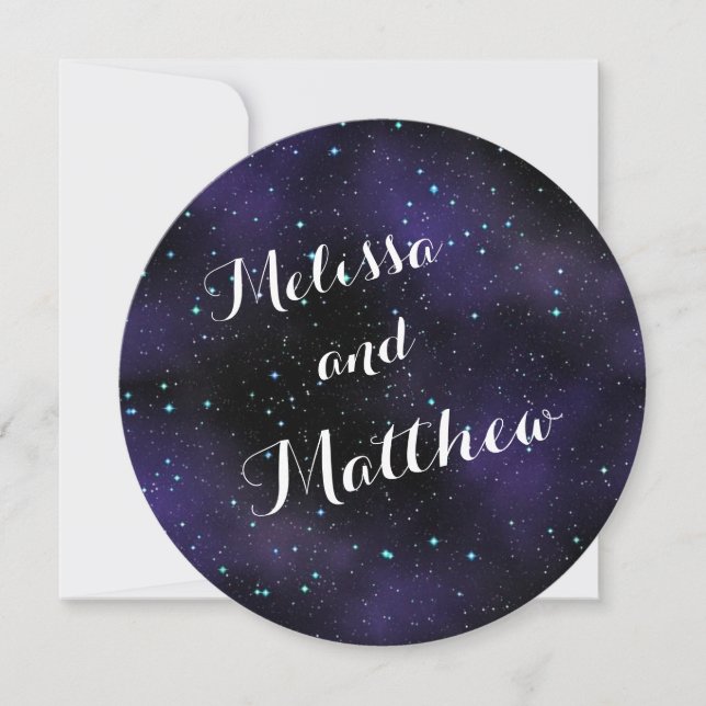Stars in the Night Sky Round Wedding Invitation (Front)