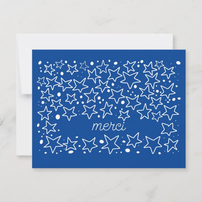 Stars in the Sky Merci French Thank You Card (Front)
