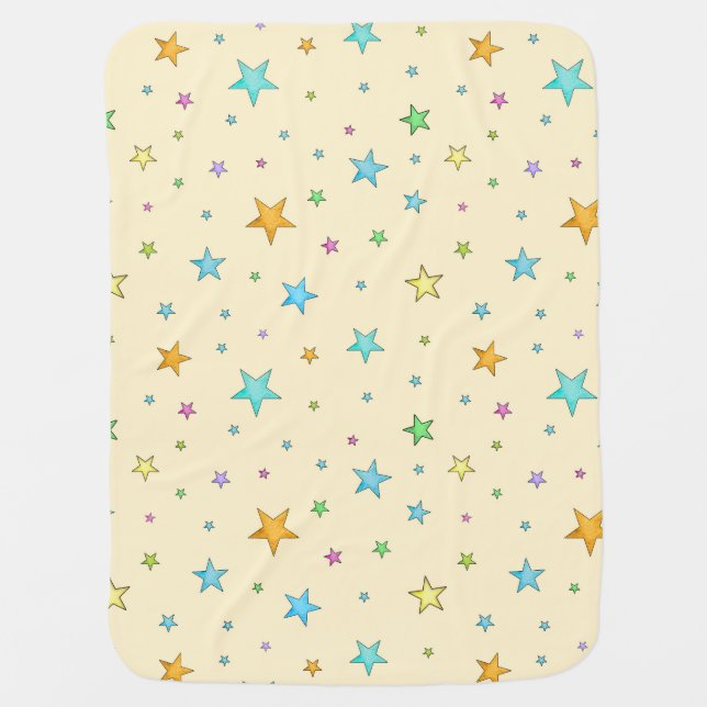 Stars in the sky yellow baby blanket (Front)