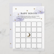 Stars Lavender Clouds Baby Shower Bingo Game Card