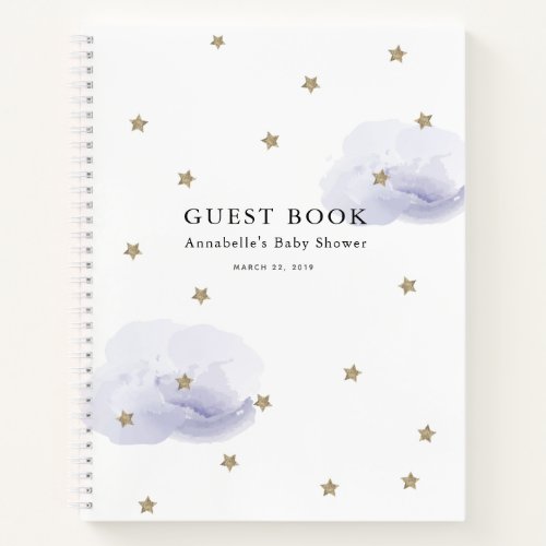 Stars  Lavender Clouds Baby Shower Guest Book