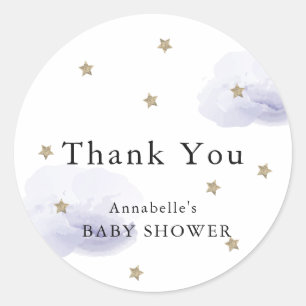 Stars & Lavender Clouds Baby Shower Thank You Classic Round Sticker