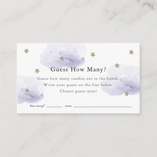 Stars  Lavender Clouds Guess How Many Baby Shower Enclosure Card