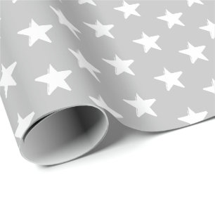 Stars light gray and white pattern modern gift wrapping paper