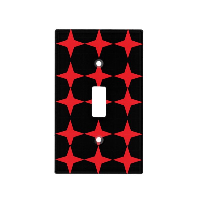 Stars Light Switch Cover Black Red (Front)