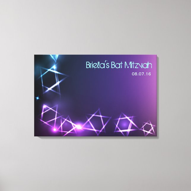STARS & LIGHTS Bat Mitzvah Sign-In Memory Board Canvas Print (Front)