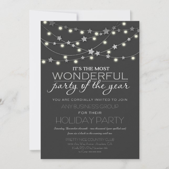 Stars + Lights Corporate Holiday Party Invitations (Front)