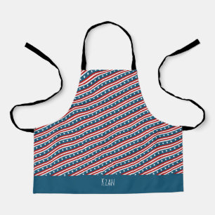 Stars & Lines Red White Blue Minimal Pattern Apron