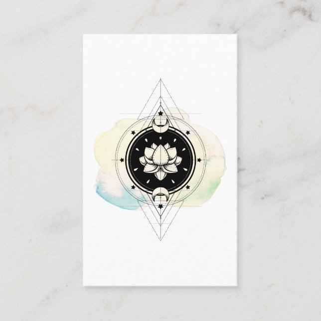 *~* Stars Lotus Sacred Symbol To Nirvana Moon Yoga Business Card (Front)