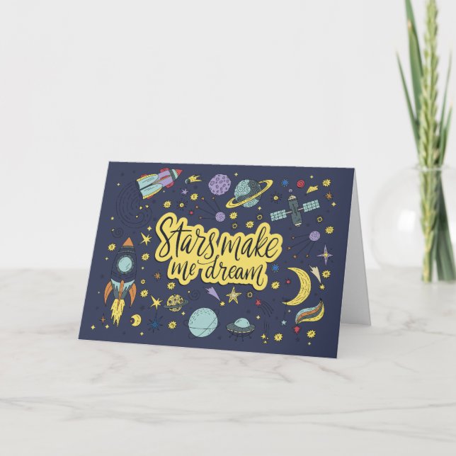 Stars Make Me Dream Space Galaxy  Holiday Card (Front)